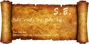 Sárvári Béla névjegykártya